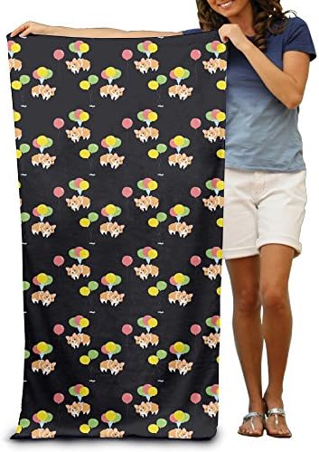 Kawaii Corgi Party With Colorful Balloon Adults Cotton Beach Towel 31" X 51"