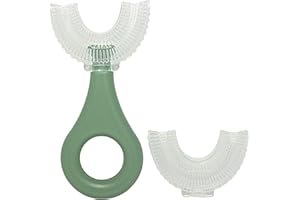 Our Happy Bubble Kids U Shaped Toothbrush - Age 2-5 (Green) Toddler Toothbrush - U Shaped Toothbrush Kids - Tooth Brush Kids 360 Premium Soft Silicone Kid Toothbrush U Shape