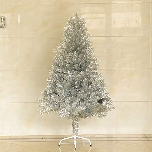 Vioaplem PVC Gold or Silver Artificial Christmas Tree Xmas Tree with Iron Stand for Home Decoration (Color : 150cm/5ft Silver)