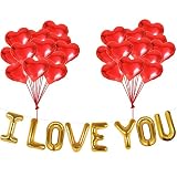 I Love You Balloons and Heart Balloons Kit - Pack of 28 - Valentines Day Decorations for Party | Valentines Day Balloons | Valentine Balloons | Pack of 10 Foil Mylar Red Heart Shaped Balloons 18 Inch