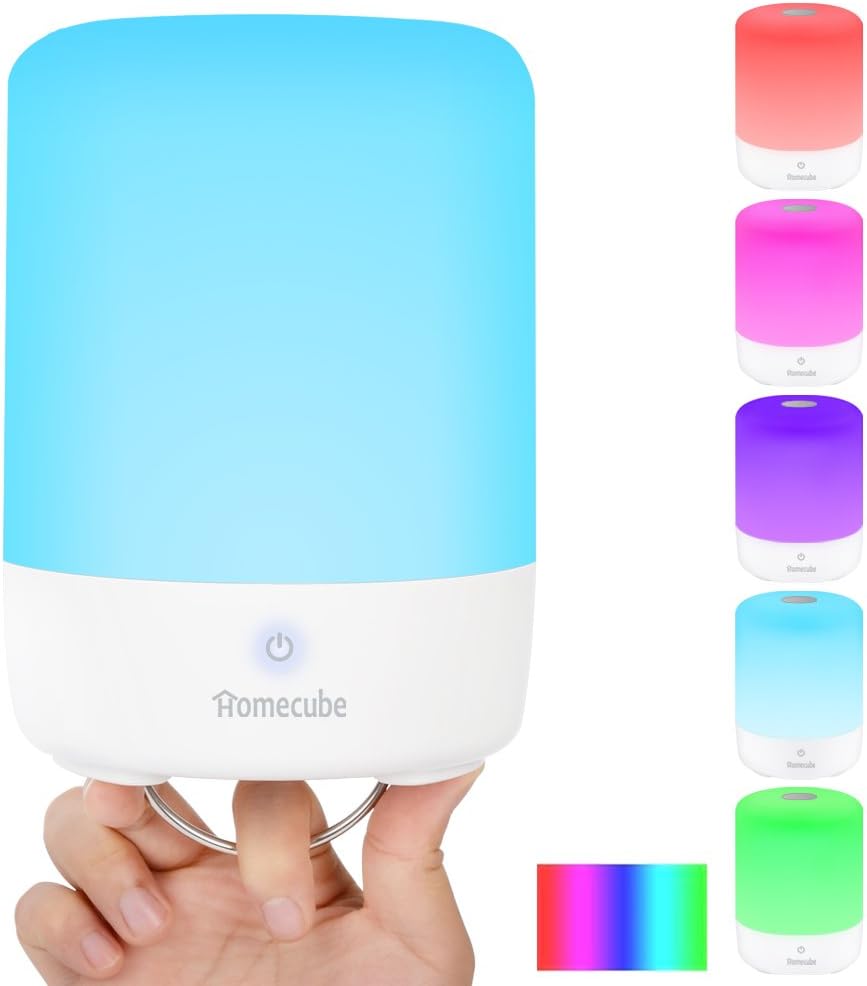 Touch Lamp, Homecube LED Bedside Lamp with Power Bank,Touch Sensor LED Table Lamp Color Changing RGB with Hook