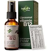 Inerth Naturals Liposomal Vitamin B12 Sublingual Spray 1000 mcg Methylcobalamin | Fast Absorbing Energy Support | Plant Based Non GMO Vegan | 60 Day Supply