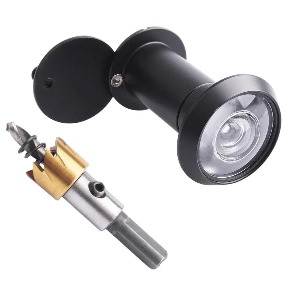 Photo 1 of Tahikem Door Viewer Peephole, Door Viewers with 0.63inch/16mm Drill Bit Kit, Fits 1-3/8" to 2-1/4" Front Door, 200 Degree Wide Angle Peep Eye Hole, Anti Peeping Reverse Privacy Covers - Matte Black
