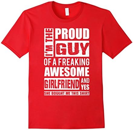 Men's Boyfriend T-shirt , I'm the proud Guy of a freaking awesome XL Red