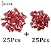SOLOOP 50pcs Terminal(25Female & 25Male)Fully Insulated Wire Terminals Nylon Spade Connectors Set 22-18awg Nylon Fully-Insulated Quick Disconnects Wiring Spade Wire Crimp Terminal Red