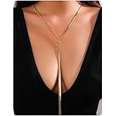 Quivox Gold Long Statement Choker Necklace for Women,Graceful Snake Chain Y Necklaces Adjustable Silver Herringbone Collar Necklace,Charm Party Jewelry Gifts