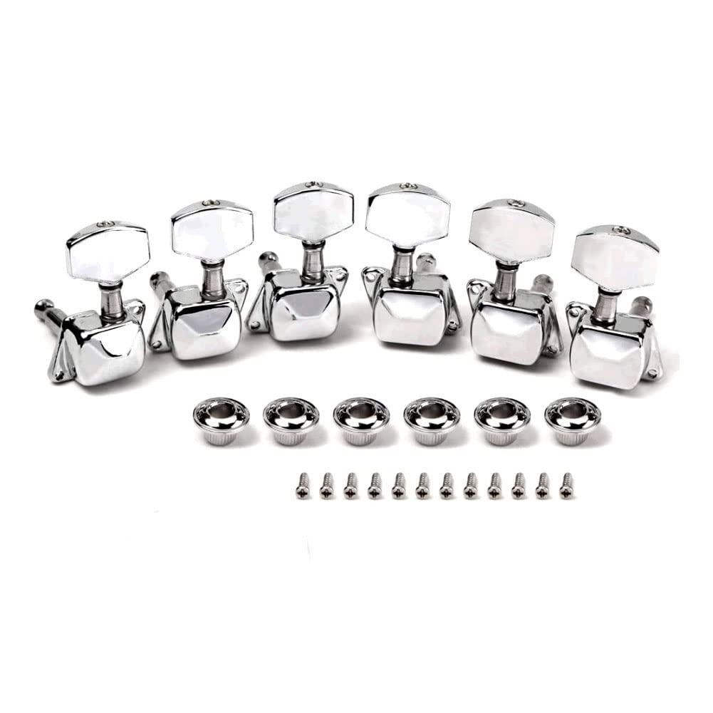Alnicov Semiclosed Guitar Tuners 3L3R String Tuning Pegs Keys Machine Heads Set For Epiphone Les Paul Electric Guitar Or Acoustic Guitar,Chrome