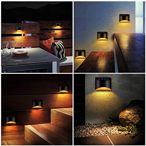 LeiDrail Solar Step Lights Outdoor Deck Fence Stair Warm Light Sun Powered LED Illuminated Landscape Lighting Waterproof for House Yard Garden Post Black - 4 Pack - Thumbnail 7