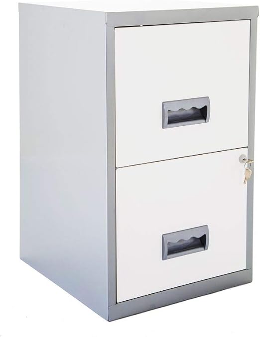Pierre Henry 2 Drawer Maxi Filing Cabinet A4 Modern Silver White Amazon Co Uk Kitchen Home