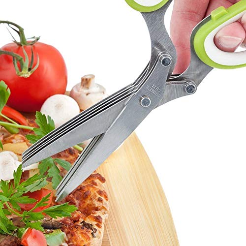 Stainless Steel scissors &Multipurpose 5 Blade Kitchen Cutting Shear with Safety Cove and Cleaning Comb - Thumbnail 2