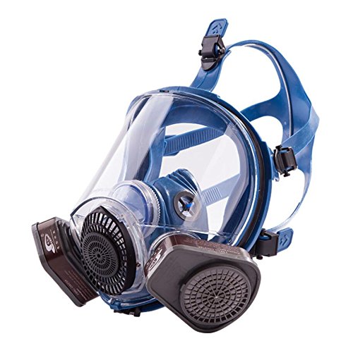 Induschoice Broad View Organic Vapor Full Face Respirator Mask Gas Mask Paint Pesticide Chemical Formaldehyde Anti Virus Respiratory Protection(Respirator +1 Pair Cartridges)