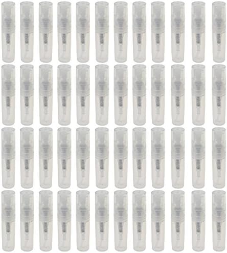 50Pcs 2ml Mini Clear Plastic Spray Bottle Portable Cute Perfume Mouthwash Atomizer for Cleaning, Travel, Essential Oils, Perfume