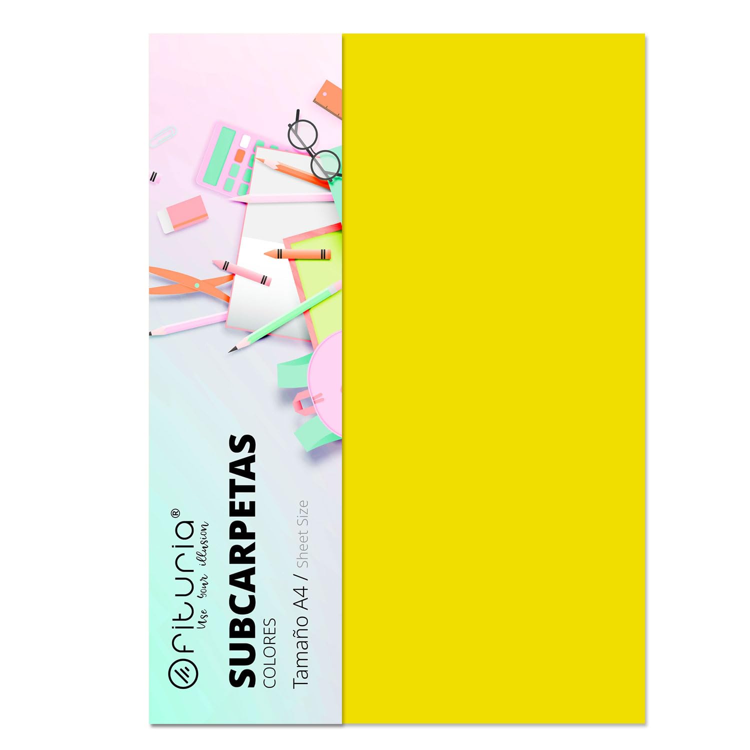 Pack of 50 Heavy Duty Subfolders A4 Size Strong Yellow 180g