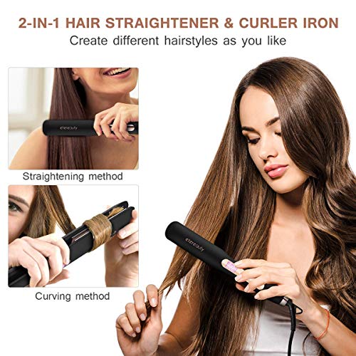 Hair Straightener, Professional Flat Iron with 1.37 Inch Wide Titanium Plates Touch Screen LCD Display Adjustable Temp|Heats Up Fast for All Hair Types | Best Birthday Gift with Bag for Women Girl Her
