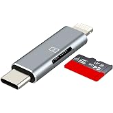 USB C Lightning to Micro SD Card Reader(2in1)for iPhone16 15 14 Pro for Apple Adapter Digital Camera TF Memory Photo Storage Transfer for iPad Compatible for Samsung Type C Compact Accessories Android