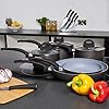 Tower-5pc-Set-161820cm-Pans-aluminium-Graphite-5-Piece Tower T80303 Cerasure 5 Piece Pan Set with Non-Stick Coating, Suitable for all Hob Types, Graphite
