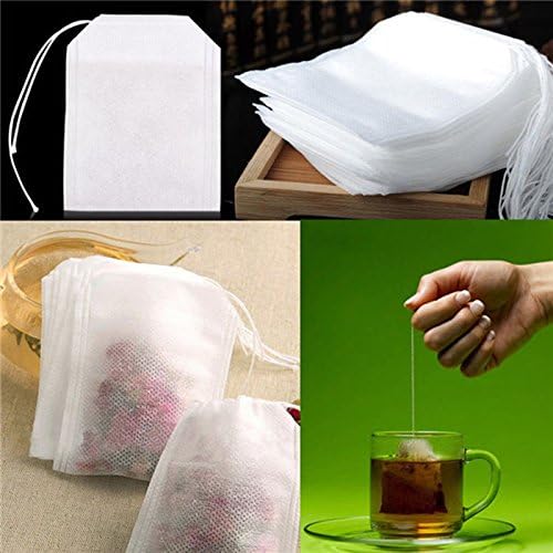 Teabags 100pcs/lot 5.5 X 7cm Empty Tea Bags With String Heal Seal Filter Paper For Herb Loose Tea