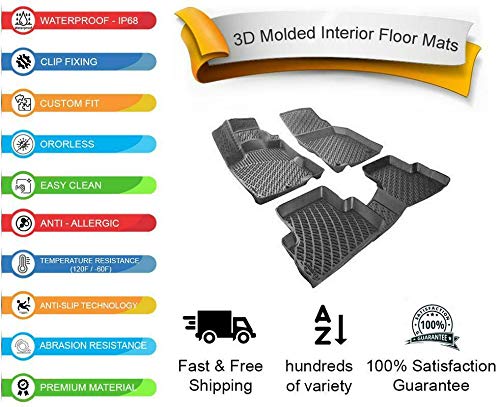 3D Molded Interior Car Floor Mat Liner for Audi A4 B5 1996-2001 (Black