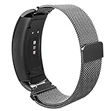 Compatible Gear Fit2 Pro/ Fit2 Band, OenFoto Metal Milanese Loop Stainless Steel Replacement Accessories Strap with Magnet Lock for Samsung Gear Fit 2 Pro SM-R365/SM-R360 Smartwatch -Milanese Black