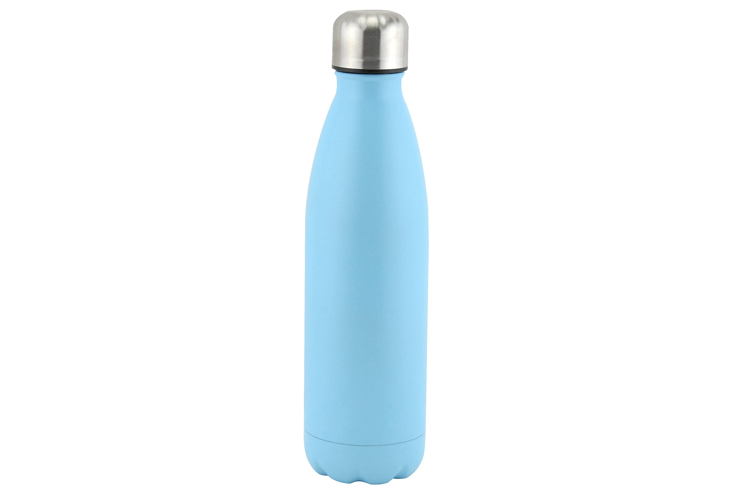 APOLLO THE HOUSEWARES BRAND SS Flask, Stainless Steel Insulated Drinks Water Bottle, Cold For 24 Hrs and Hot for 12, Insulated, Double-Walled Reusable, Leakproof, 500ml, No Logo, SKY BLUE