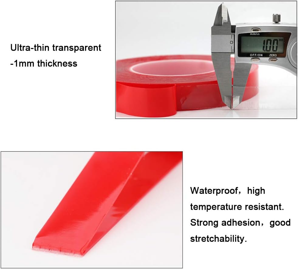 QitinDasen 10m X 20mm Premium Heavy Duty Transparent Acrylic Foam Mounting Tape, Roll Double Sided Adhesive Tape - Image 3