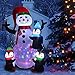 6 Foot Christmas Inflatables Snowman with Penguins, Airblown Inflatable Snowman with Red Hat/Branch Hands/Scarf, Lighted for Home Outdoor Yard Lawn Decorations