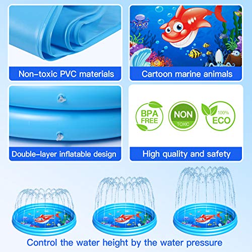 Pimpimsky Sprinkler for Kids Inflatable Splash Pad, Upgraded 59\'\' Sprinkler Play Mat Summer Outdoor Water Toys Thickened Durable Wading Swimming Pool, Water Sprinklers Activities Gift for Boy Girl