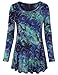 Laksmi Tunic Tops For Juniors, Womens Long Sleeve Tunic Shirts Tie Dye Business Dressy A Line Blouse Tops,Blue Green XX-Large