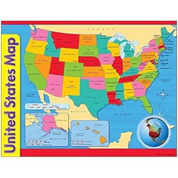 Amazon.com : USA Map for Kids - Laminated - United States Wall Chart