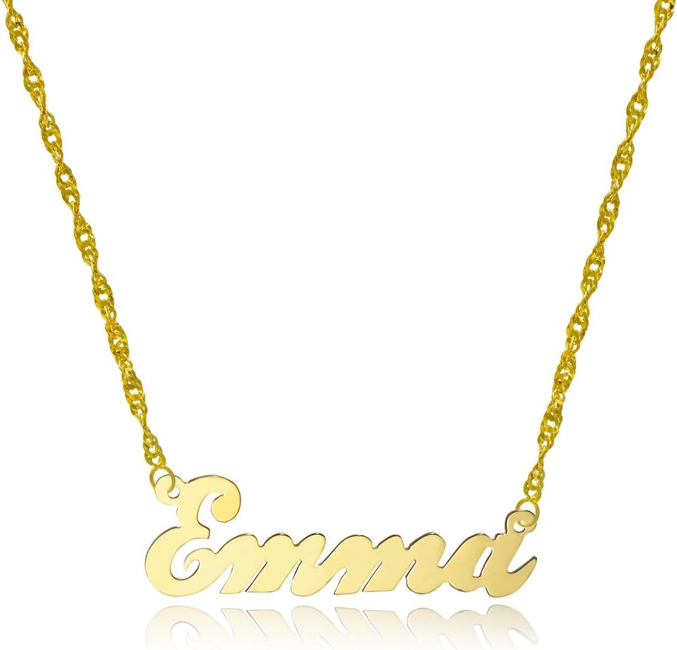 Pyramid Jewelry 10k Yellow Gold Personalized Name Necklace - Style 4 - Custom Made Any Name