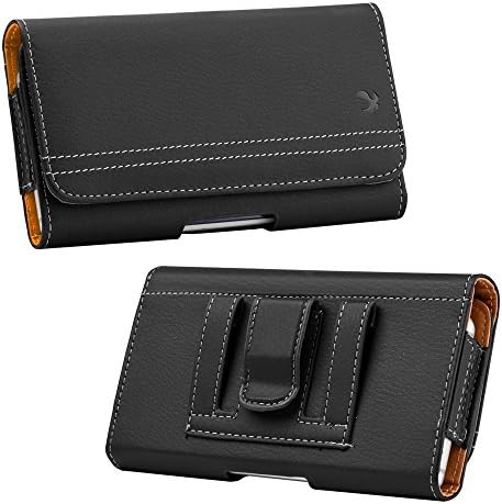Iphone 6 PLUS Iphone 7 PLUS Pouch Case, Wallet ID Holder Belt Clip Loops Travel and Cleaning Cloth (For Plus) (Black)