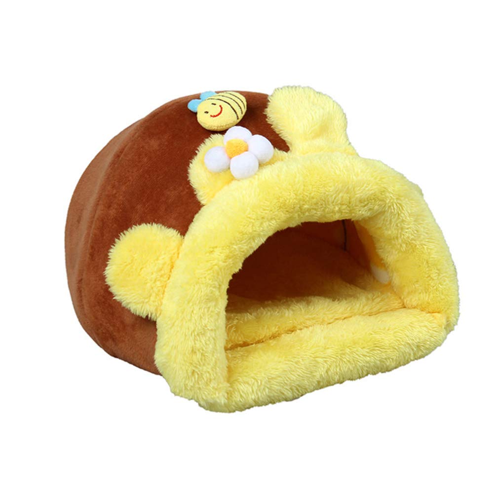 Balacoo Pet Winter House Bee Design Warm Nest for Hamster Guinea Pig Squirrel Soft Washable Small Animal Bedding Portable 10X9.8X8.3 Inch