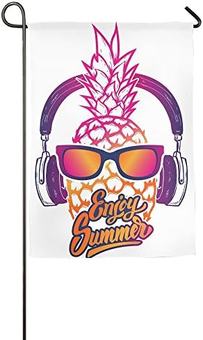 WYIZYIQA Enjoy Summer Pineapple With Sunglases Garden Flag Yard Decorations Flag For Outdoor Use 100% Waterproof Polyester Flags