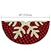 Ivenf Christmas Tree Skirt, 48 inches Buffalo Plaid with Burlap Snowflake, Rustic Xmas Holiday Decoration, Red and Black