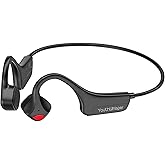 YouthWhisper Bone Conduction Headphones - Bluetooth Running Earphones Open Ear Wireless Headset with Mic, Sweat Resistant Conducting Headphone for Workout Hiking Fitness Walking (Black)