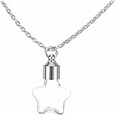 HARFINGTON 10 Pcs Name on Rice Glass Vial Pendant 21mm Width Mini Glass Bottles, for Necklace Wish Bottle DIY Pendant Craft Souvenirs