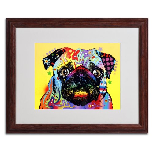 Trademark Fine Art Pug Matted Artwork by Dean Russo with Wood Frame, 16 by 20-Inch