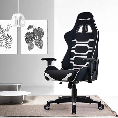 GTPOFFICE Gaming Chair Racing Style Office Ergonomic Conference Executive Manager Work Chair High Back Adjustable Swivel Computer Desk Task Chair Tilt E-Sports Chair (White)