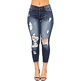CME SHOWU Women Skinny Ripped Jeans Stretch Distressed Destroyed Denim Pants