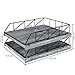 MyGif Vintage Gray Solid Wood Desktop Stackable Letter Tray File Organizer, Paper Tray Storage and Mail Sorter, Office Desk Document Rack with Black Metal Frame, Set of 2