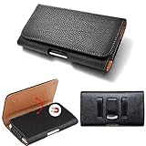 For Nokia Lumia 1520 Phablet-size Smartphone Black Sideways Leather Flap Case Belt Clip Holster Pouch + Bubble Free Clear Screen Protector + AIS cell Cleaning Cloth (By All_instore)