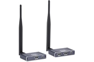 ANBER-TECH Wireless HDMI Transmitter and Receiver, 5.8GHz Wireless HDMI Extender Kit with Loop Out Support 590Ft/180m Up to 1080P@60hz Video Resolution, Support laptops, PCs, DVD, Digital Video Cameras etc