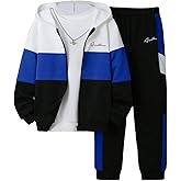 Ltvoo Boys 2 Pcs Tracksuit Zip Up Pullover Athletic Hoodie Windbreaker Jacket and Jogger Pants Sportswear Set for 7-14Y