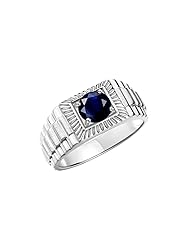 Rylos Men's Ring Sterling Silver Ring, 7MM Round