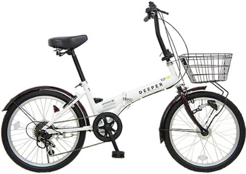 Amazon Deeper ディーパー インチ 折りたたみ自転車 De 17 Ledオートライト搭載 6段変速 バスケット カギ付き ホワイト ブラウン De 17 Br ディーパー Deeper 折りたたみ自転車