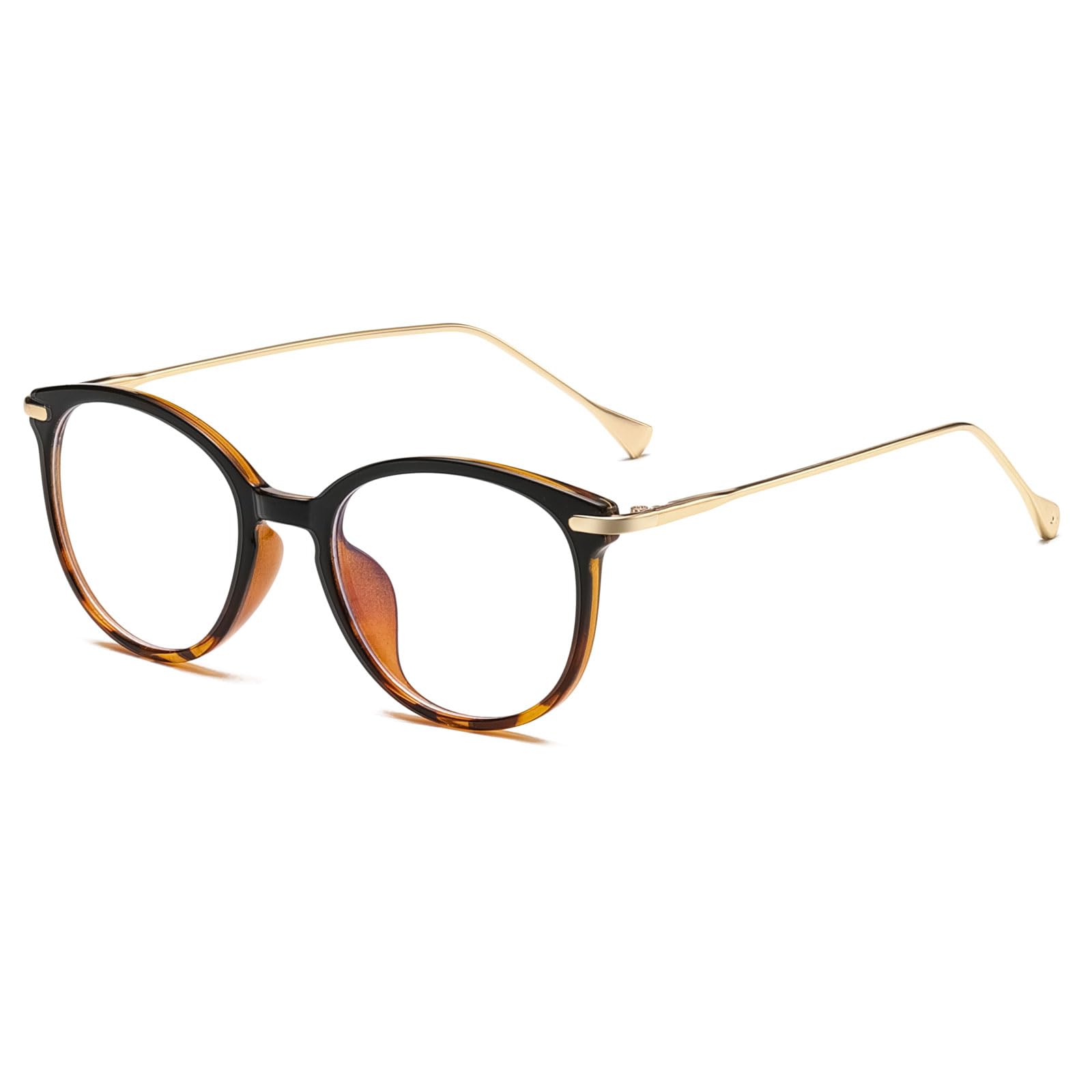 LJCZKA Blue Light Blocking Glasses Women Men, Round Gaming Computer Glasses Anti Glare Anti Eyestrain Eyeglasses Metal Frame Clear Lens Eyewear (BlackLeopard)