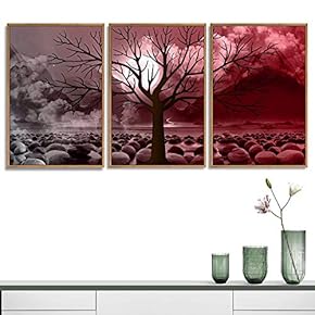 3 Piece Framed Canvas Wall Art for Living Room, Bedroom Abstract Tree Canvas Prints for Home Decoration Ready to Hang - 16"x24"x3 Panels