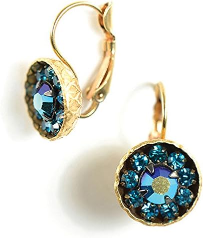 Clara Beau Fabulous Blue Zircon Swarovski Crystal cluster Leverback Earrings EV15 G-Zir