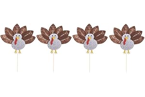 BinaryABC Turkey Cake Topper, Cake Picks - Thanksgiving Party Favors & Cake Decoration Supplies (4Pcs)