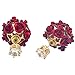 18K Gold Plated elegant AAA cubic zirconia double-sided Red Rose flower Ball Women Stud Earrings